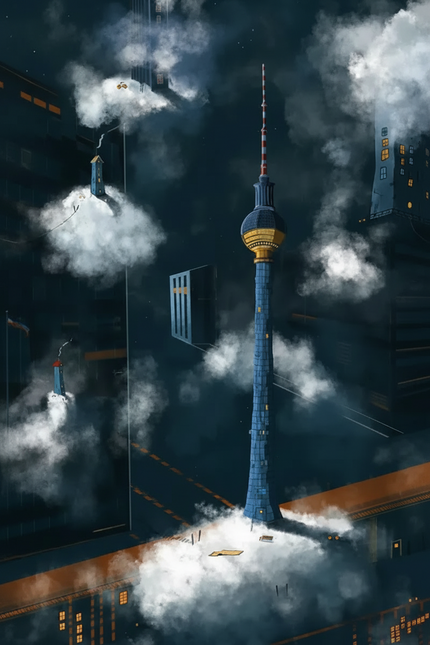 Berliner TV tower is near the big town ready to broadcast