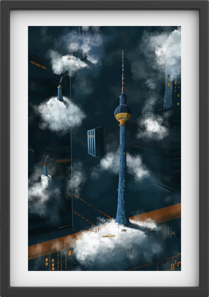 Berliner TV tower is near the big town ready to broadcast